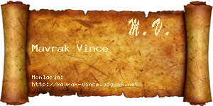 Mavrak Vince névjegykártya